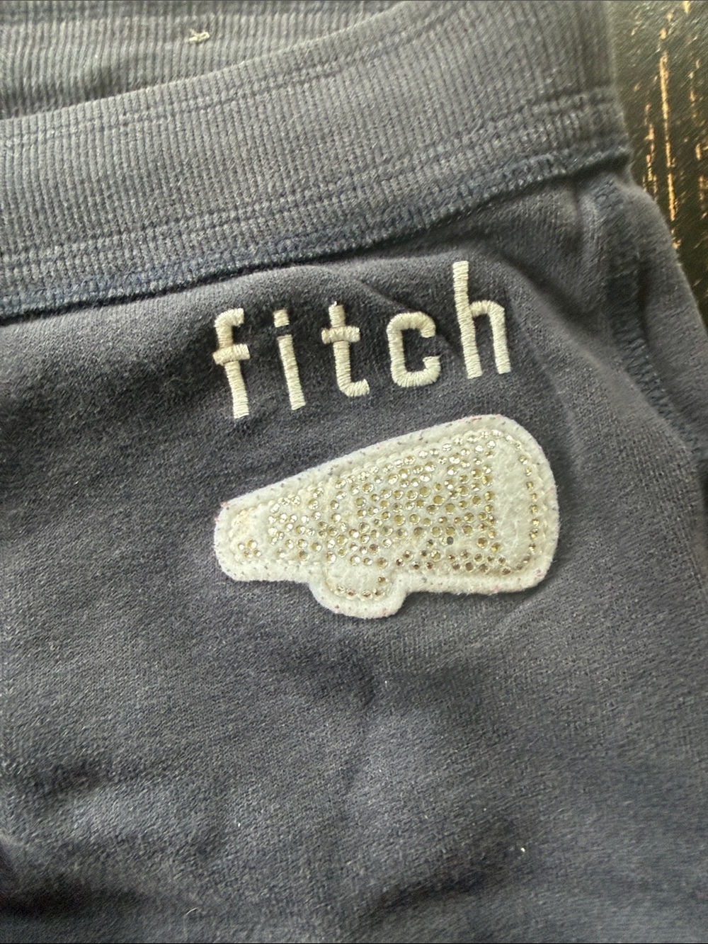 Abercrombie Kids  Navy Sweatpants with Cream Embellished Patch